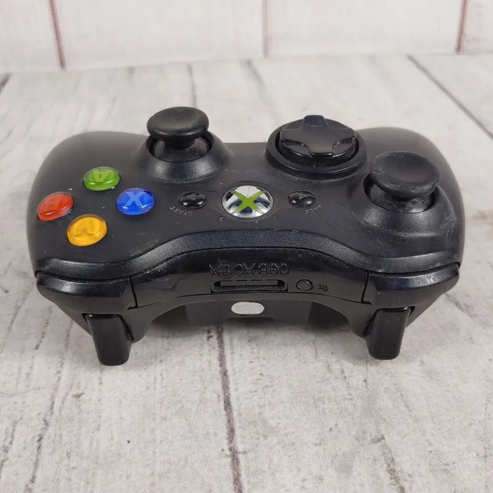 Microsoft Xbox 360 Wireless Controller - BLACK No Battery Cover - TESTED WORKING